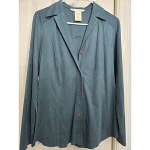 Max Studio Womens green Button-Up Blazer Jacket M Polyester Long Sleeve